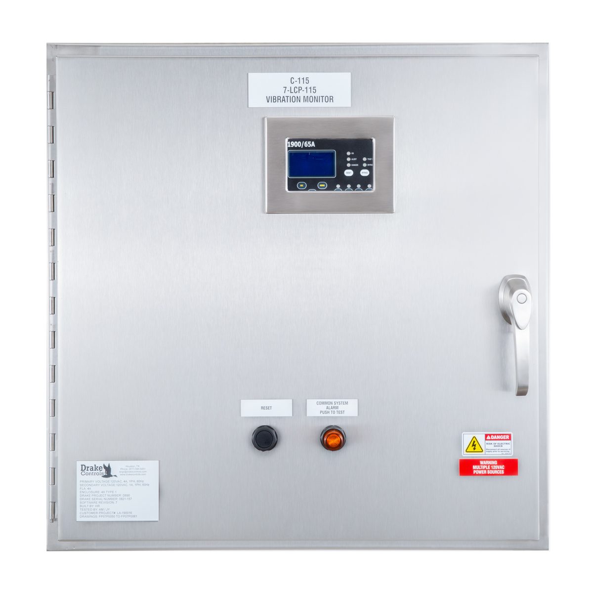 Drake-built C-115 vibration monitoring panel