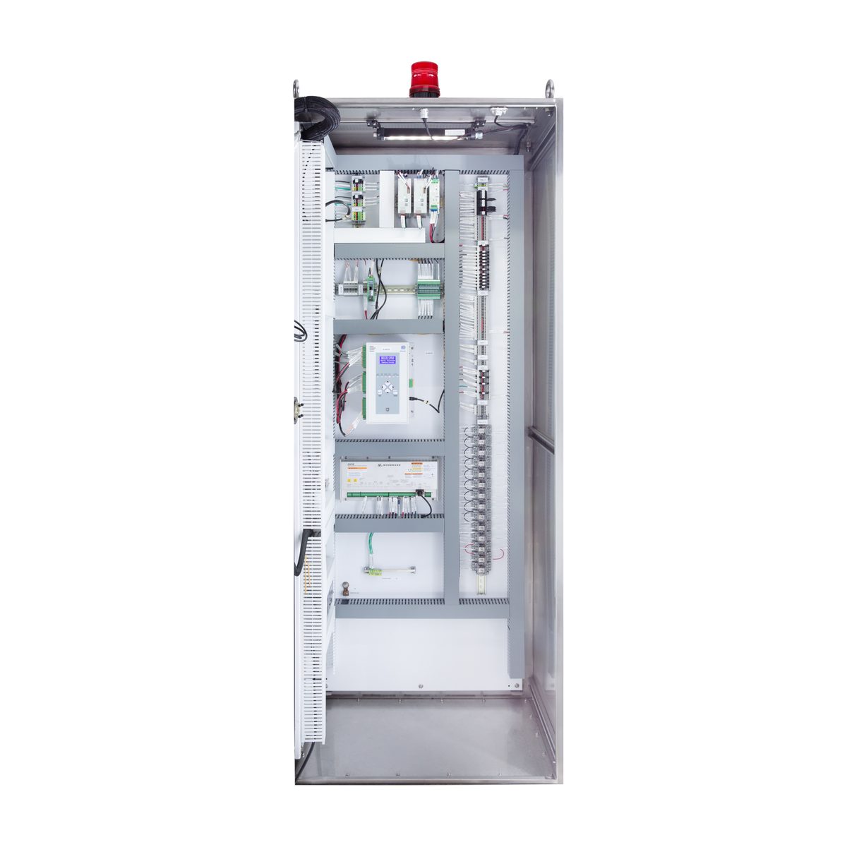 Interior of a Drake-built easYgen genset control panel